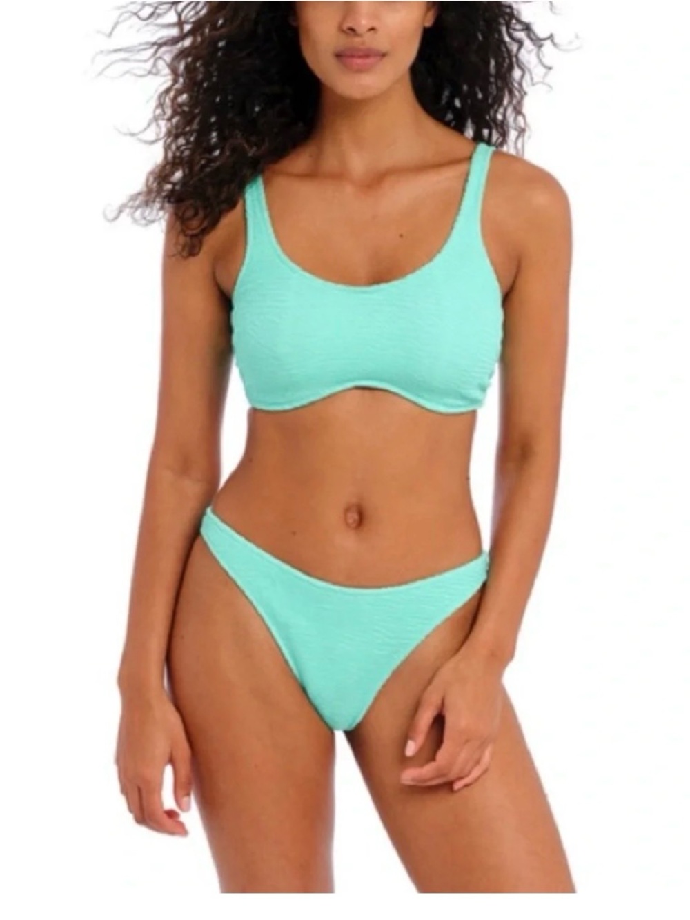 Freya Aqua Textured Scoop Bikini Set